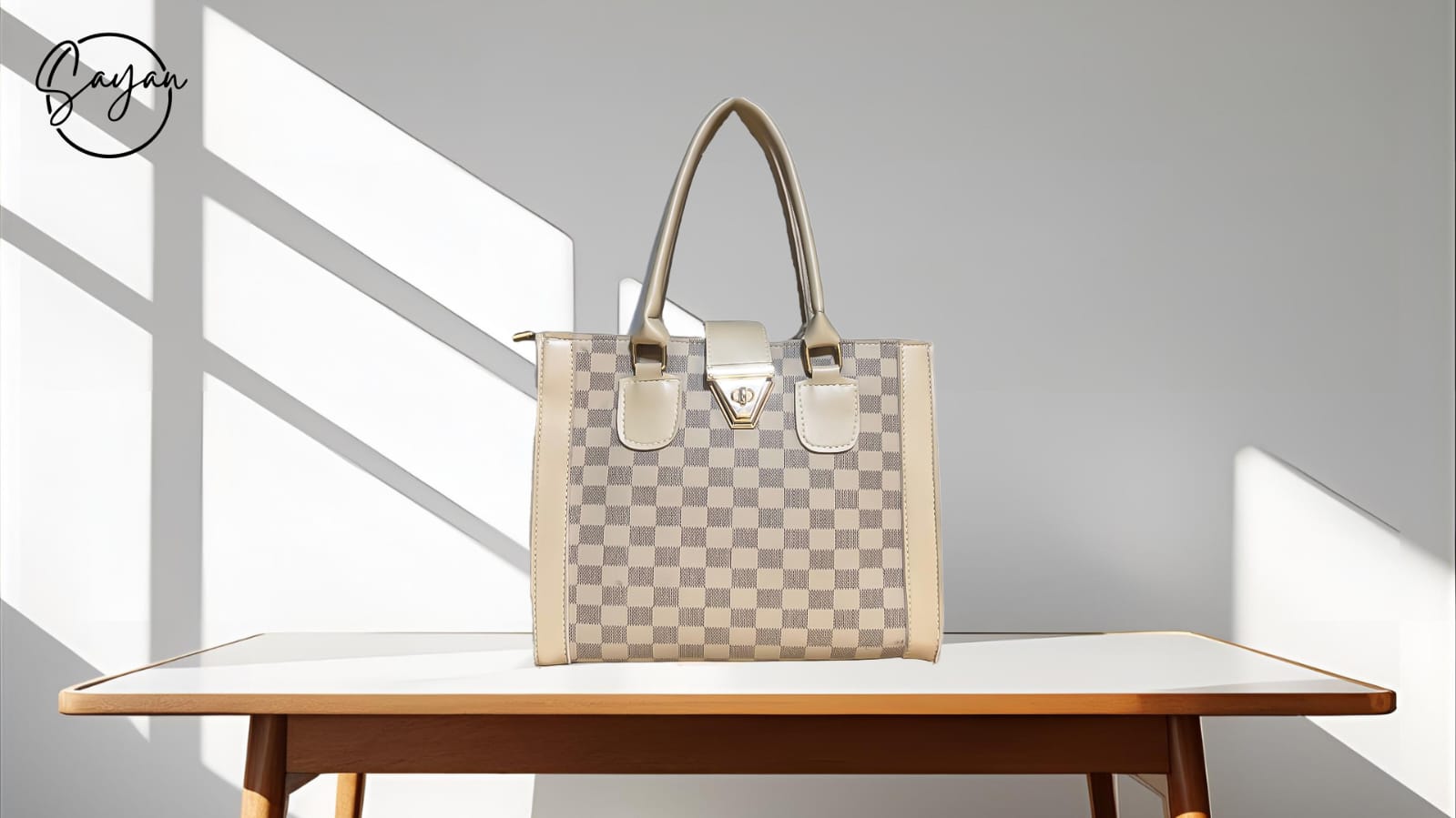 Checkerboard Tote Stylish Chess Design Handbag - Image 2