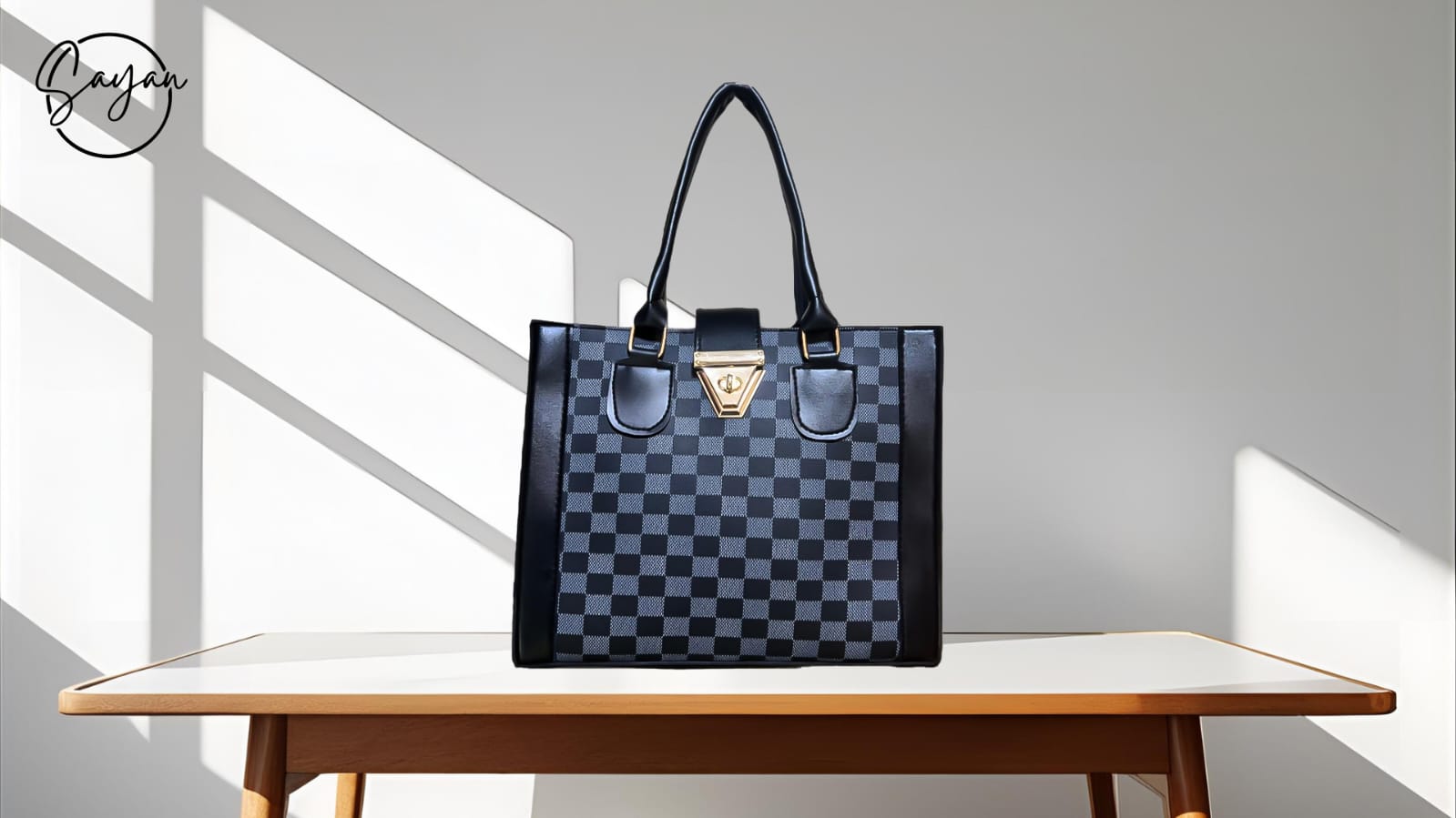 Checkerboard Tote Stylish Chess Design Handbag