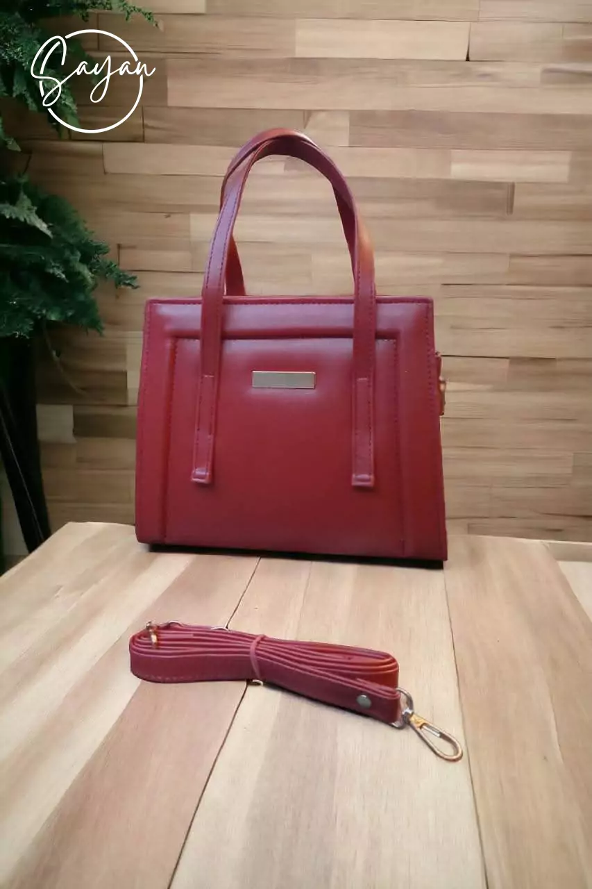 Elegant Leather Handbag with Detachable Strap - Image 6