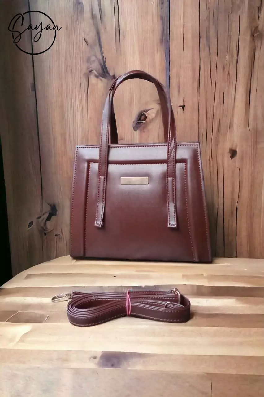 Elegant Leather Handbag with Detachable Strap - Image 7